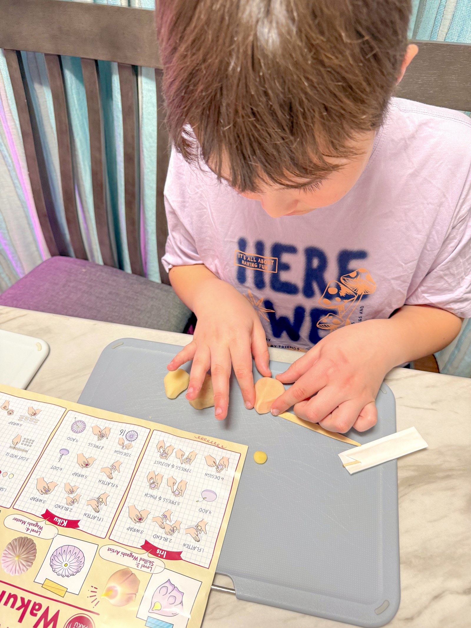 Child making wagashi at home